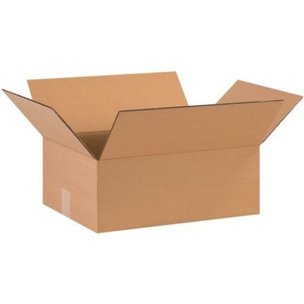 Box Packaging Flat Cardboard Corrugated Boxes, 15"L x 12"W x 5"H, Kraft 15125